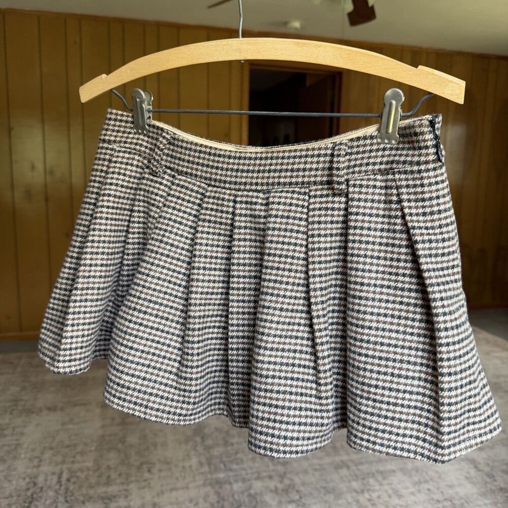 Lovers + Friends Nicki Skort brown & black houndstooth Size XXS Micro Mini Skirt - Picture 5 of 16